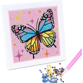 Anseal Butterfly Diamond Art Kits for Kids, Art and Crafts with Frame Mosaic Kits for Ages 6-8 -10-12, Gem Art for Home Wall Decor Present
