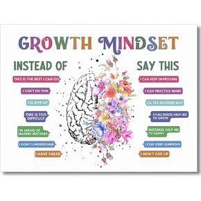 Huabsad Growth Mindset Affirmations for Kids Mental Health Posters Emotions Poster Calm Corner Special Education School Classroom Office Therapy Canvas Wall Decor Prints 12x16in Unframed