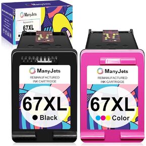 Remanufactured 67XL Ink Cartridges Replacement for HP 67 XL 67XL for HP Envy 6055 6055e 6052 Envy Pro 6455e Deskjet 2755 2755e 2752 2732 2700 DeskJet Plus 4155e Printer (1 Black, 1 Tri-Color)