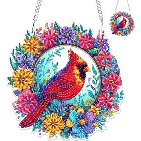 GHHKUD Hanging Diamond Art Painting Chicken Pendants Kits for Adults Kids, DIY Flowers Farm Decoration Special Crystal Double Sided Hanging Ornaments Board Gifts Window Garden Home Decor in Kuwait