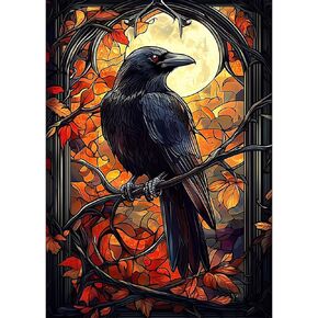CEOVR Crow Diamond Art Kits for Adults, Raven Diamond Painting Dots DIY DIY Gem Art, Adult Crafts Kits Wall Decor for Home Office 12x16in