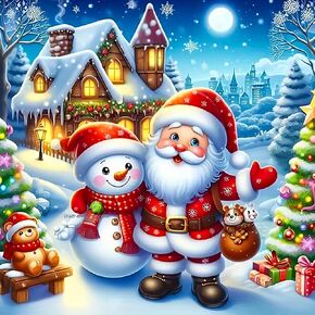 AZQSD Diamond Painting Diamond Art Kit Christmas DIY 5D Full Round Drill Santa Claus Mosaic Set Gem Art Kit Home Decor Handmade Gift 11.81 * 11.81 inch