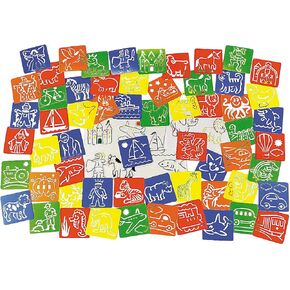 Fun Express Super Mega Stencil Kit - 60 Pieces - Educational and Learning Activities for Kids
