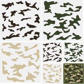 Camo Bottom Land Kit 11.8 Inch and 6 Inch Stencils for Spray Paint Camouflage Pattern Stencils for Painting on Floor, Wall, Wood, Canvas, Fabric, and Tile (Pattern6)