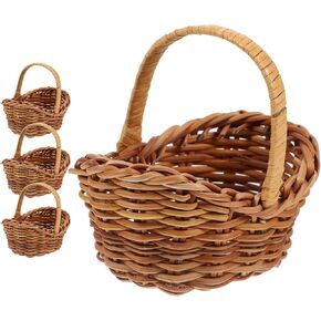 STOBAZA 4pcs Miniature Rattan Baskets Tiny Baskets for Crafts Home Decor Wedding Favor