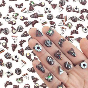 200 PCS Colorful Mini Resin Chocolate Dessert Series Figures for Crafts Tiny Resin Baking Food Miniature Things for Dollhouse Fairy Garden Micro Landscaping Decoration Cake Toppers Decor