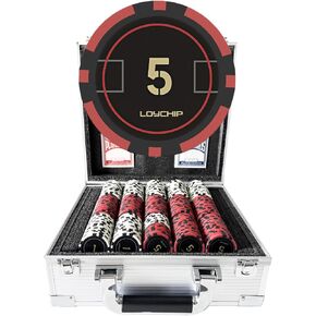 Poker Set 300-Piece Numbered Chips, 11.5g Casino Grade with 2 Decks of Playing Cards, Aluminum Case – for Texas Hold'em, Blackjack, Home & Party Games