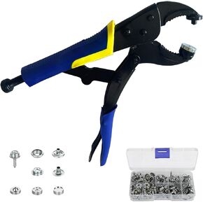 Heavy Duty Snap Fastener Tool Kit with 20 Sets Buttons, JYEASTZ Adjustable Buckle Pliers, Suitable for Repairing or Replacing Sailboat Cloth, Denim Clothing, Leather, Sun Visors, etc (Blue)