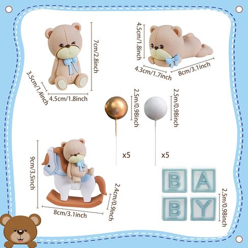 Luxury Pink Bear Cake Toppers Decorations Baby Bears Baby Shower Cake Topper Pink Bow Bear Cake Decor Girl Just Wanna Be One Baby Birthday Party in Kuwait