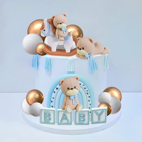 Luxury Pink Bear Cake Toppers Decorations Baby Bears Baby Shower Cake Topper Pink Bow Bear Cake Decor Girl Just Wanna Be One Baby Birthday Party in Kuwait