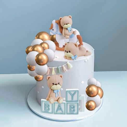 Luxury Pink Bear Cake Toppers Decorations Baby Bears Baby Shower Cake Topper Pink Bow Bear Cake Decor Girl Just Wanna Be One Baby Birthday Party in Kuwait