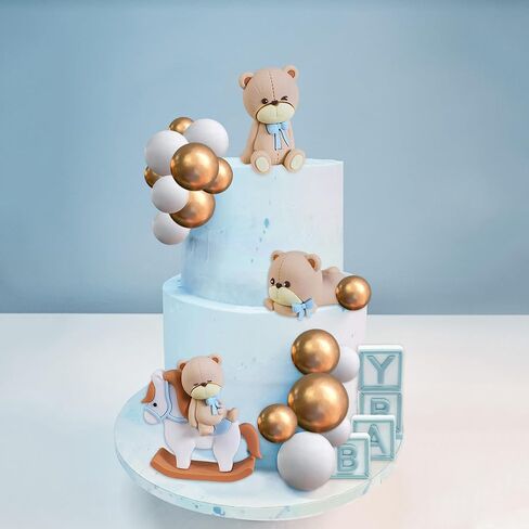 Luxury Pink Bear Cake Toppers Decorations Baby Bears Baby Shower Cake Topper Pink Bow Bear Cake Decor Girl Just Wanna Be One Baby Birthday Party in Kuwait
