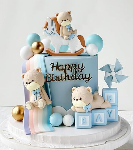 Luxury Pink Bear Cake Toppers Decorations Baby Bears Baby Shower Cake Topper Pink Bow Bear Cake Decor Girl Just Wanna Be One Baby Birthday Party in Kuwait