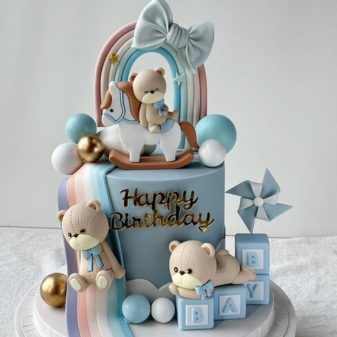 Luxury Pink Bear Cake Toppers Decorations Baby Bears Baby Shower Cake Topper Pink Bow Bear Cake Decor Girl Just Wanna Be One Baby Birthday Party in Kuwait