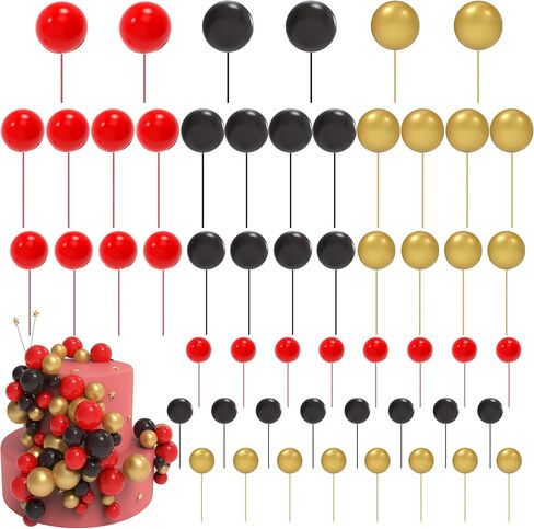 صفراء زخارف كرات أبيض زرقاء بيضاء مجموعة 54 PCS كرات متعددة الألوان DIY Topper Mini Balloons Cupcake Topper Foam Cake Decoration for Wedding Anniversary Valentines Day Party (Blue) in Saudi Arabia