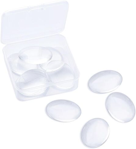 Beadthoven 20pcs Oval Clear Glass Dome Tiles - 30x40mm cabochons لصواني الإطار الفارغة ، صورة حجاب قلادة DIY Making Jewelry Making in Kuwait