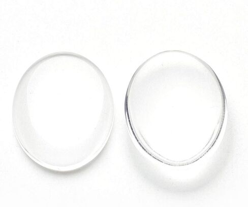 Beadthoven 20pcs Oval Clear Glass Dome Tiles - 30x40mm cabochons لصواني الإطار الفارغة ، صورة حجاب قلادة DIY Making Jewelry Making in Kuwait