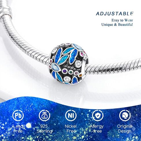 NUJIFFY 925 Sterling Silver Charms Beads for Bracelets & Necklaces, Pink Butterfly Charm with Chain Birthday Gifts Pendant Jewelry for Women Men Teens in Kuwait