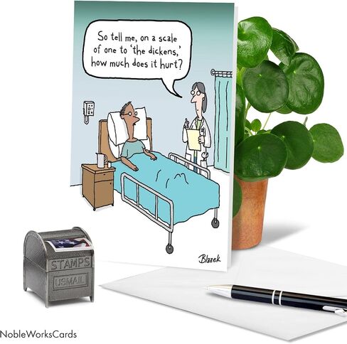 NobleWorks - 1 Funny Get Well Geting Card مع Envelope (4.63 × 6.75 بوصة) Chardonnay Drip - C6075GWG in Saudi Arabia