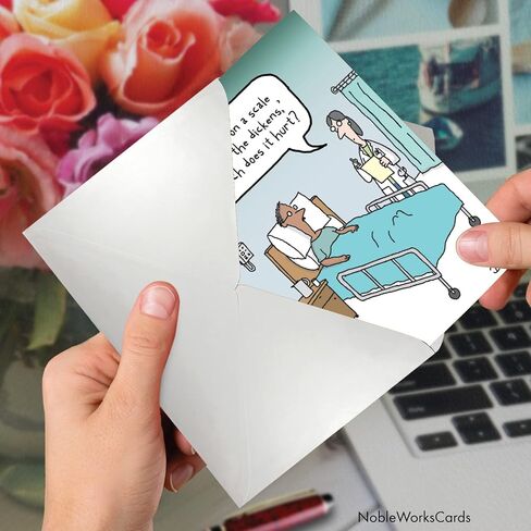 NobleWorks - 1 Funny Get Well Geting Card مع Envelope (4.63 × 6.75 بوصة) Chardonnay Drip - C6075GWG in Saudi Arabia