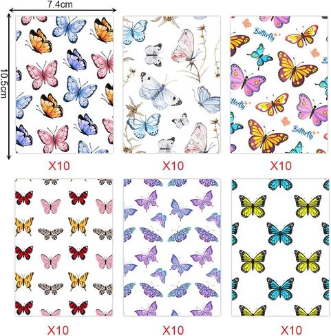 60 Pieces Diamond Painting Release Paper Butterfly Style Single Side Release Sheets Decorative Paper Cover Replacements for 5D Diamond Art Tool (10.5x7.4cm) in Saudi Arabia