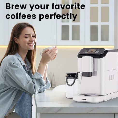 Mcilpoog Super Automatic Espresso Coffee Machine，Bean To Cup Fully Automatic Espresso Machine with Grinder,Easy To Use Wifi Touch Screen Coffee Maker.19 Bar Barista Pump(Hi series 01) in Saudi Arabia