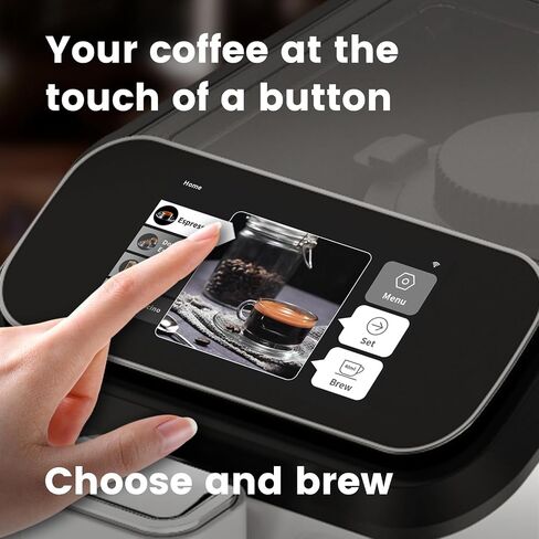 Mcilpoog Super Automatic Espresso Coffee Machine，Bean To Cup Fully Automatic Espresso Machine with Grinder,Easy To Use Wifi Touch Screen Coffee Maker.19 Bar Barista Pump(Hi series 01) in Saudi Arabia
