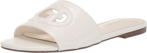 Guess Women's TASHIA Flat Sandal, Black Patent 002, 6.5 in Saudi Arabia