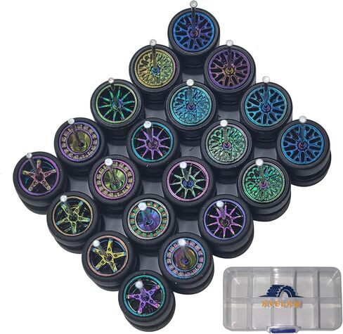 10 Set 1/64 Wheels and Tires Set, Chameleon Color 1 64 Scale Wheels with 5 Styles of Rims and Rubber Tires for 1/64 Diecast Cars Upgraded and Modified Rubber Tires (10set) in Saudi Arabia