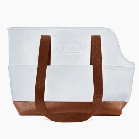 محفظة جلدية نباتية فاخرة لحمل الكلاب مع وسادة مريحة وجيوب متعددة - حقيبة سفر مريحة للحيوانات الأليفة للكلاب الصغيرة والجراء in Kuwait