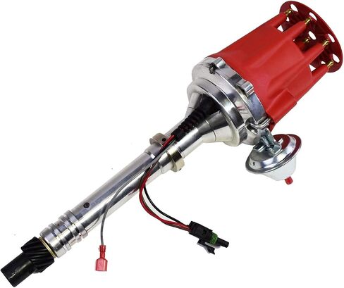 A-Team Performance - Pro Billet Series - Compatible with CHEVY GMC Chevrolet SBC BBC V8 327 350 396 454 Ready to Run Distributor with Fixed Collar R2R Red Cap in Saudi Arabia