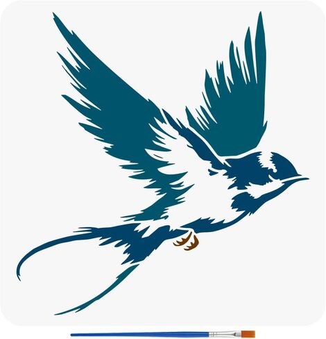 FINGERINSPIRE Hummingbird Wreath Stencil for Painting 11.8x11.8inch with Paint Brush Hollowed Hummingbird Pattern Drawing Template Plastic PET Flower Wreath Stencil Animal Theme Template for Decor in Saudi Arabia