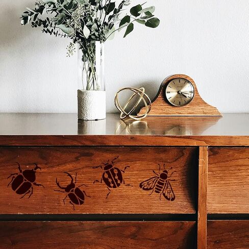MAYJOYDIY 9Pcs Insect Theme Stencils Butterfly Dragonfly Painting Stencil 5.9×5.9inch Bee Beetles Stencils with Paint Brush Reusable Ladybug Template for Window Wood Wall Home Decor in Saudi Arabia