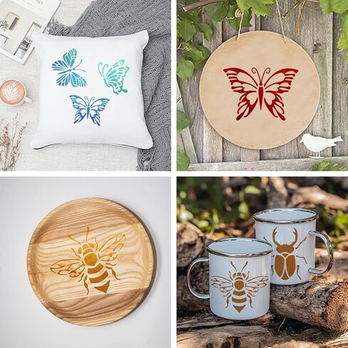MAYJOYDIY 9Pcs Insect Theme Stencils Butterfly Dragonfly Painting Stencil 5.9×5.9inch Bee Beetles Stencils with Paint Brush Reusable Ladybug Template for Window Wood Wall Home Decor in Saudi Arabia