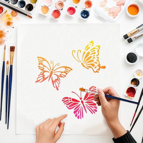 MAYJOYDIY 9Pcs Insect Theme Stencils Butterfly Dragonfly Painting Stencil 5.9×5.9inch Bee Beetles Stencils with Paint Brush Reusable Ladybug Template for Window Wood Wall Home Decor in Saudi Arabia