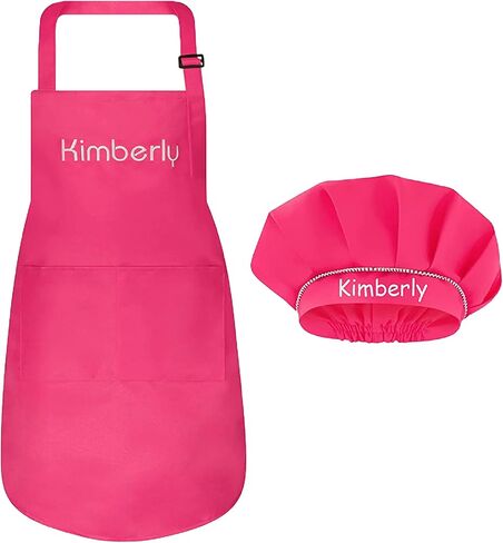 Personalized Apron and Chef Hat Set - Cute Chef Costume for Kids - Aprons with Pockets for Cooking, Painting, Party in Saudi Arabia
