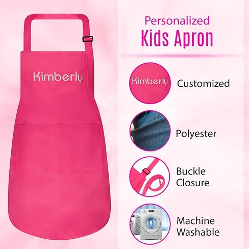 Personalized Apron and Chef Hat Set - Cute Chef Costume for Kids - Aprons with Pockets for Cooking, Painting, Party in Saudi Arabia