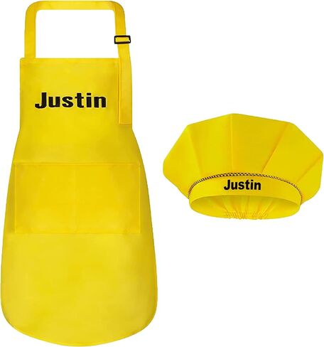 Personalized Apron and Chef Hat Set - Cute Chef Costume for Kids - Aprons with Pockets for Cooking, Painting, Party in Saudi Arabia