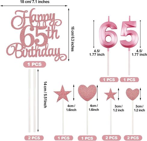 زخارف كعكة عيد ميلاد سعيد 65 ، شموع الكعكة السادسة 65 in Saudi Arabia