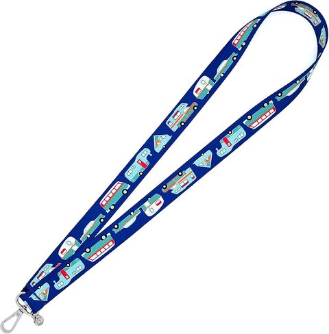 RV Lanyard - حامل شارة الهوية - هدية سلسلة مفاتيح - مقطورات تخييم لطيفة باللون الوردي - 1 × 36 بوصة - سيارة ومقطورة عتيقة - شاحنة - العجلة الخامسة - شاحنة تخييم - إطار A - مصنوع يدويًا بواسطة Green Acorn Kitchen in Saudi Arabia