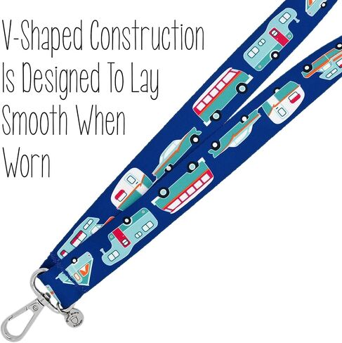 RV Lanyard - حامل شارة الهوية - هدية سلسلة مفاتيح - مقطورات تخييم لطيفة باللون الوردي - 1 × 36 بوصة - سيارة ومقطورة عتيقة - شاحنة - العجلة الخامسة - شاحنة تخييم - إطار A - مصنوع يدويًا بواسطة Green Acorn Kitchen in Saudi Arabia
