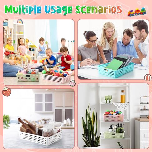 12 Pack Extra Large Plastic Storage Baskets Bins for Classroom Organization Colorful Containers A4 Papers Trays for Pencils Arts Crafts Office School Suppliers, 13.98" x 10.43" x 3.15" in Saudi Arabia