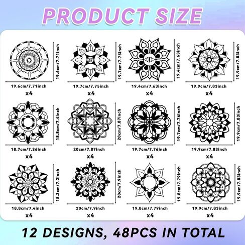 EggSun 48pcs Mandala Fuzzy Velvet Coloring Posters Kit, DIY Beautiful Arts and Crafts Velvet Coloring Mess Free Felt Coloring Pages for Adult Kids Family Activities and Party Favors in Saudi Arabia