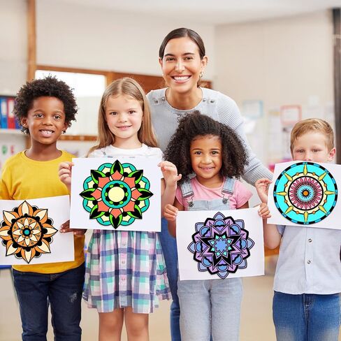 EggSun 48pcs Mandala Fuzzy Velvet Coloring Posters Kit, DIY Beautiful Arts and Crafts Velvet Coloring Mess Free Felt Coloring Pages for Adult Kids Family Activities and Party Favors in Saudi Arabia