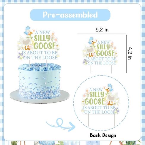 25pcs A New Silly Goose Is About To Be On The Loose Cake Toppers Pink Goose Baby Shower Decors Floral Silly Goose Cake Decors Cute Geese Fun Farm Animal Flower Lawn Gender Reveal Party Supplies in Kuwait