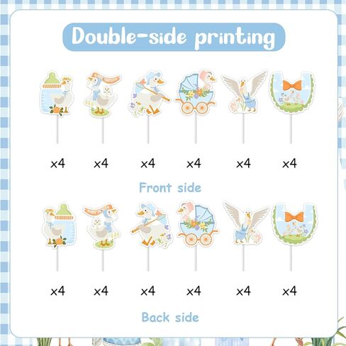 25pcs A New Silly Goose Is About To Be On The Loose Cake Toppers Pink Goose Baby Shower Decors Floral Silly Goose Cake Decors Cute Geese Fun Farm Animal Flower Lawn Gender Reveal Party Supplies in Kuwait