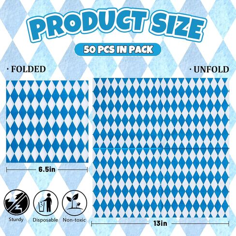 Whaline 200Pcs Oktoberfest Napkin Blue White Plaids Luncheon Napkin Disposable Paper Napkins for Oktoberfest Festival Party Supplies Table Decor in Saudi Arabia