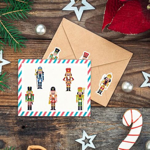 ويلين 1000pcs عيد الميلاد ملصقات Nutcracker Roll XMAS كرتون كاردراكير الملك والجندي ملصقات ملصقات لذاتي لتوصيلات ديكور حفلات عيد الميلاد ، 8 تصاميم in Kuwait