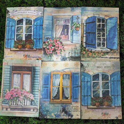MAFELOE 20 Pieces of Scrapbook Supplies for Aesthetic Decorative Paper, Junk Journal Kit Art Collage Album Card Making Scrapbook Paper Craft- Door&Window Flower Series-E in Kuwait