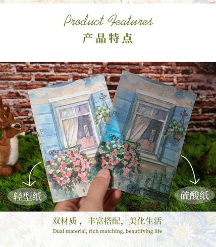 MAFELOE 20 Pieces of Scrapbook Supplies for Aesthetic Decorative Paper, Junk Journal Kit Art Collage Album Card Making Scrapbook Paper Craft- Door&Window Flower Series-E in Kuwait